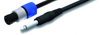 Maximum Speaker cable, NL2FC to 6.3mm 2 conductor jack, black sheath, 5 metre