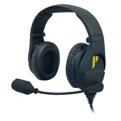 Pliant Professional dual ear headset with cardioid dynamic mic. 5 ft.(1.52 m) cable with 4-pin XLR
