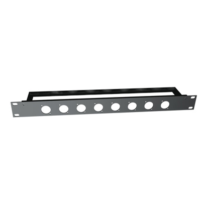 QuikLok RS293 1-U rack panel with mounting holes for 8 XLR connectors & rear lacing bar