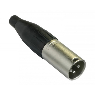 Amphenol male in-line 3 pin XLR, nickel metal connector, solid machined pins