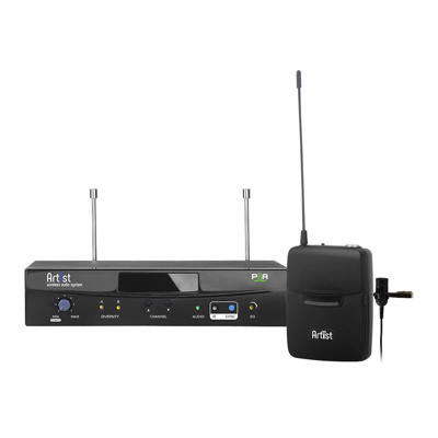 Parallel Lapel wireless system package. Half rack, diversity receiver, LED channel display 650MHz