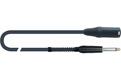 QuikLok Black Series Cable - 6.5mm straight mono jack to 3P Male XLR. 1M