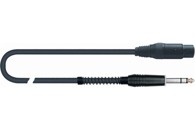 QuikLok Black Series Cable - 6.5mm straight stereo jack to 3P female XLR. 3M