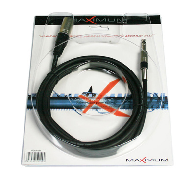 Maximum 3 metre XLR3M to 6.3mm TRS 3 conductor jack, black cable, nickel plated connectors