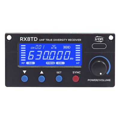 Parallel 100 channel selectable true diversity IrDA UHF receiver module with LCD Screen 566MHz