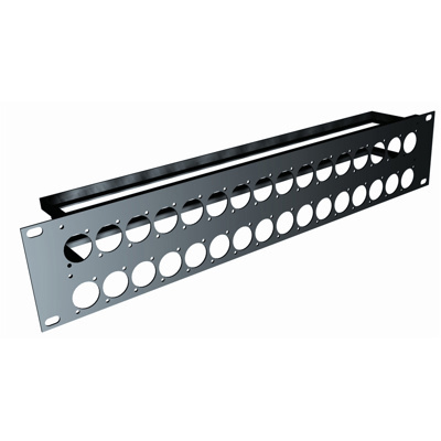QuikLok RS296 2-U rack panel with mounting holes for 32 XLR connectors & rear lacing bar