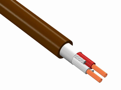 Maximum 250m reel of double sheathed figure 8 speaker cable, suitable for 100v line-Brown