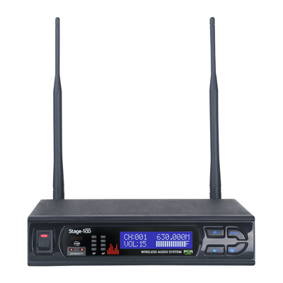 Parallel Lapel wireless system package. Half rack, metal chassis true diversity receiver 650MHz